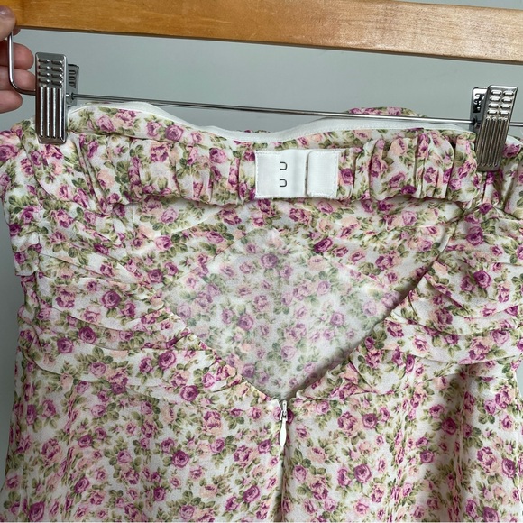 $198 NWT Pink For Love And Lemons “Teagan” Floral Mini Dress Sz Large - Picture 8 of 10